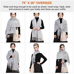 Mens Womens Oversize Cashmere Wool Shawl Wraps Blanket Winter Solid Scarf Soft Pashmina 79" X 28"