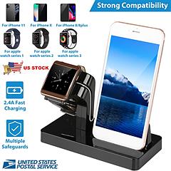 Charging Stand Dock Station Charger Holder for Apple Watch Series iPhone 11/X/8/8Plus/7