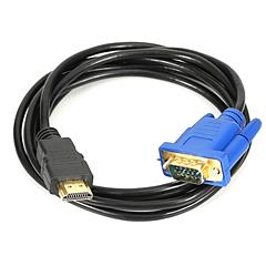 1.8M 1080P HD IN & HD OUT to VGA (Male to Male) Adapter Cable Compatible w/ Laptop PC Monitor Projector TV Box DVD