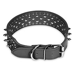 Dog Leather Collar Spiked Studded Pet Dog Collar Adjustable Neck Pitbull Mastiff Collar
