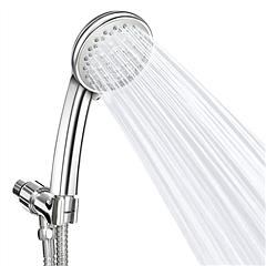 iMounTEK Handheld Shower Head Stainless High Pressure 5 Spray Settings Massage Spa Showerhead Chrome Face with Check Valve 5ft Steel Hose Adjustable A