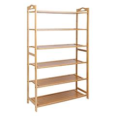 6 Tier Bamboo Shoe Rack Organizer Shoe Self Storage Entryway Standing Shelf Shoe Tower