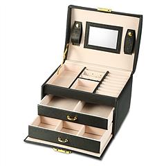 Jewelry Case Organizer 3-layer Lockable Travel Jewelry Box PU Leather Storage Display Case with Mirror Protective for Bracelets Earrings Rings Necklac