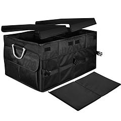 Car Trunk Organizer Collapsible Multi-Compartments Storage Cargo Box/ Cover Nonslip Bottom