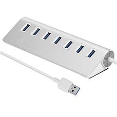 7-Port USB 3.0 Hub Portable Super Speed USB Data Hub with 1ft USB 3.0 Cable for Windows Linux Mac Devices