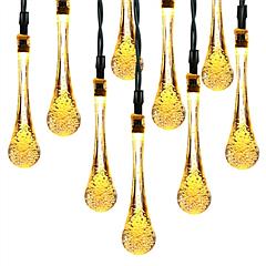 Outdoor Solar String Lights 21 Feet 30 LEDs Water Drop Solar Powered Lights Waterproof Solar Fairy Lights Decorative Solar Powered Lights for Home Pat