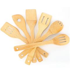 6Pcs Cooking Utensil Bamboo Wooden Spoons Spatula Kitchen Cooking Tools Nonstick Wooden Cookware Kitchen Gadgets