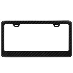 License Plate Frame Rustproof Waterproof Carbon Fiber Black License Plate Frame 2 Holes w/ Bolts Washer Caps for USA/Canada Standard