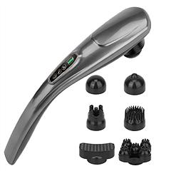 Cordless Handheld Back Massager Deep Tissue Rechargeable Electric Massager w/ 12 Modes 10 Intensity 6 Interchangeable Nodes For Muscle Foot Neck Shoul
