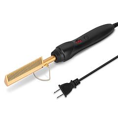 Electric Heating Hair Comb PTC Ceramic Hair Straightener Curler Brush Hair Straight Styler Wet Dry Use w/ 3 Temperature Adjustment