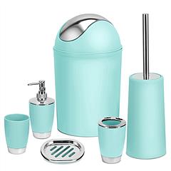 Bathroom Accessories Set 6 Pcs Bathroom Set Ensemble Complete Soap Dispenser Toothbrush Holder Tumbler Soap Dish Toilet Cleaning Brush Trash Can