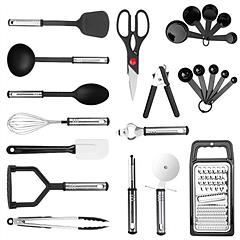 23Pcs Kitchen Utensil Set Stainless Steel Nylon Heat Resistant Cooking Utensil Tool Kit w/ Grater Scraper Tongs Whisk Can Bottle Opener Pizza Cutter V