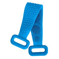 Silicone Back Scrubber Belt For Shower Exfoliating Foaming Body Wash Strap Brush Bristles Massage Dots W/ Adhesive Hook