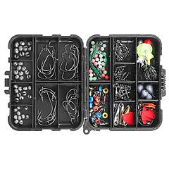 188Pcs Fishing Accessory Kit Portable Fishing Set Including Jig Hooks Sinker Weights Spoon Lure Removable Split Shot w/ Tackle Box