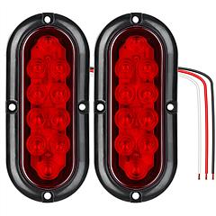 2Pcs Oval LED Brake Light 10LEDs Lamp Stop Turn Tail Light IP65 Waterproof Oval Red Trailer Tail Light for Trunk Jeep RV etc.