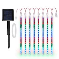 Solar Powered Meteor Shower String Lights 9.84FT Falling Raindrop Tube Lamp Water Resistant Decorative Lights For Tree Home Garden Parties