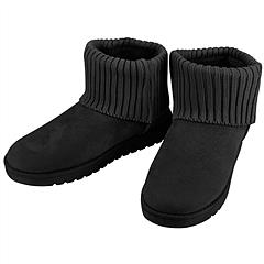 Women Lady Snow Boots Suede Mid-Calf Boot Shoe Short Plush Warm Lining Shoes w/ Anti-slip Rubber Base Knitting Design
