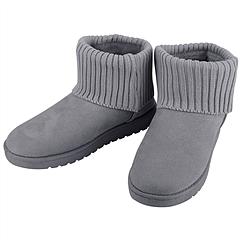 Women Lady Snow Boots Suede Mid-Calf Boot Shoe Short Plush Warm Lining Shoes w/ Anti-slip Rubber Base Knitting Design