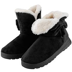 Women Ladies Snow Boots Super Soft Fabric Mid-Calf Winter Shoes Thickened Plush Warm Lining Shoes w/ Anti-slip Rubber Base Bowknot