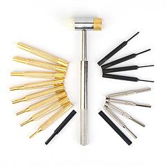 19Pcs Hammer Punch Set Drift Pin Punch Kit w/ Brass Chromium Plastic Punches for Gunsmithing Maintenance Armorers Watch Jewelry Craft w/ Portable Stor