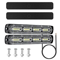 2Pcs LED White Light Bar 72W IPX4 Waterproof Work Light Pods Emergency Warning Light Bar w/ Flashing Cycling Lighting Mode for Car Motorcycle Truck