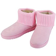 Women Lady Snow Boots Suede Mid-Calf Boot Shoe Short Plush Warm Lining Shoes w/ Anti-slip Rubber Base Knitting Design