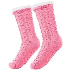 Winter Slipper Socks Winter Warm Fluffy Grip Floor Socks W/ Anti-Slip Grip Unisex Indoor House Home Use For Women US 5.5-8.5