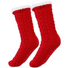 Winter Slipper Socks Winter Warm Fluffy Grip Floor Socks W/ Anti-Slip Grip Unisex Indoor House Home Use For Women US 5.5-8.5