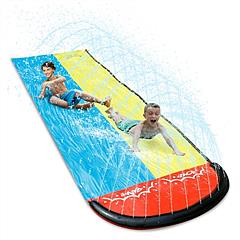 Kids Dual-Water Slide Lawn Surfing Racing Lane Slip Splash Spray Sprinkler Water Toys w/ Built-in Sprinkler for Kids Children Summer