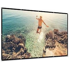 150” 16:9 Foldable Projector Screen Anti-crease Wall Mounted Cinema Projection Screen Outdoor Indoor Portable Projector Film w/ Hooks
