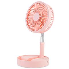 Portable Folding Desk Table Fan Quiet USB Rechargeable Telescopic Standing Floor Fan w/ 4 Speeds Adjustable Height 180° Tilting Angle For Office Home 