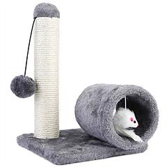 Cat Scratching Post Cat Kitten Sisal Scratch Post Toy w/ Tunnel & Lifelike Mouse Toy Pet Activity Play Fun