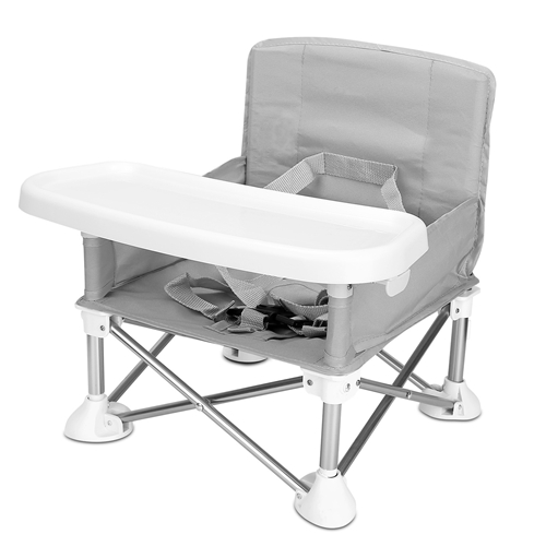 Travel Booster Seat Portable Baby Booster Chair w/ Detachable Tray Foldable Baby Chair Seat For