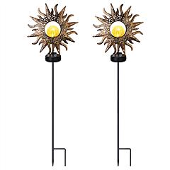 Solar Powered Sun Stake Lamp IP54 Waterproof Decorative Lamp Crackle Glass Globe Stake Lights For Garden Lawn Yard Driveway