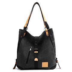 Ladies Canvas Tote Bag Multifunctional Purse Handbag Adjustable Shoulder Rucksack Convertible Backpack Wear-Resistant Dirt-Proof For Women School Offi