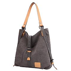 Ladies Canvas Tote Bag Multifunctional Purse Handbag Adjustable Shoulder Rucksack Convertible Backpack Wear-Resistant Dirt-Proof For Women School Offi