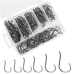 160Pcs Offset Fishing Hooks Kit Stainless Steel Sharp Fishing Hooks Octopus Circle Hooks Size #01-5/0 w/ Storage Box