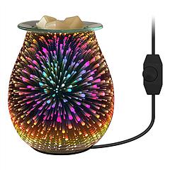 3D Fireworks Glass Wax Warmer Electric Wax Burner For Heating Fragrant Candle Aroma Decorative Night Lamp