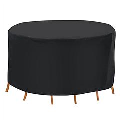 91x43in Circular Table Cover 6-Seat UV Water Resistant Outdoor Furniture Protector For Small Round Table Chairs Set