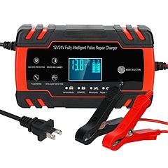 Car Battery Charger 12V/8A 24V/4A Smart Automatic Battery Charger w/LCD Display Pulse Repair Battery Charger For Car Truck Motorcycle RV SUV