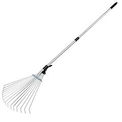 63in Adjustable Garden Leaf Rake 15 Teeth Expanding Stainless Steel Rake For Quick Clean Lawn Yard Garden w/ 7-21inch Teeth Width Folding Head