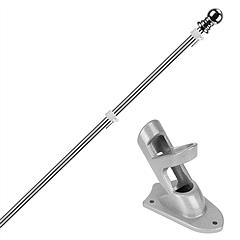 6FT Flag Pole Stainless Steel Tangle-Free Wall Mounted Spinning Flagpole Kit w/ Holder Clips For Residential Commercial House Garden Yard