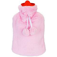 2L Hot Water Bottle w/ Plush Cover Classic Natural Rubber Hot Water Bag Feet Warmer For Pain Relief Hot Compress Heat Therapy Warm Neck Shoulders