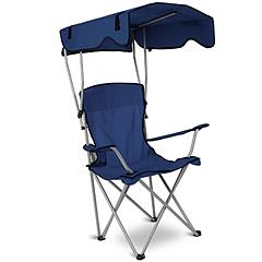 Foldable Beach Canopy Chair Sun Protection Camping Lawn Canopy Chair 330LBS Load Folding Seat w/ Cup Holder For Beach Poolside Travel Picnic