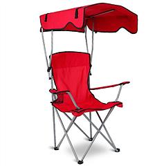 Foldable Beach Canopy Chair Sun Protection Camping Lawn Canopy Chair 330LBS Load Folding Seat w/ Cup Holder For Beach Poolside Travel Picnic