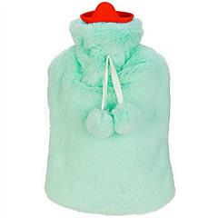 2L Hot Water Bottle w/ Plush Cover Classic Natural Rubber Hot Water Bag Feet Warmer For Pain Relief Hot Compress Heat Therapy Warm Neck Shoulders
