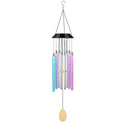 Solar Wind Chime Lights 7 Color Changing Decorative Lamp IP65 Waterproof Hanging String Lights w/ Dual Pendants For Home Garden Party Festival