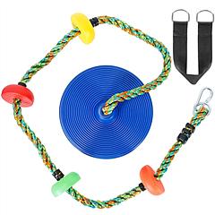 Climbing Rope Tree Swing Outside Trees House Disc Swing Toys With Colorful Platform Disc Seat For Swinging Climbing Standing Holds Up to 242LBS