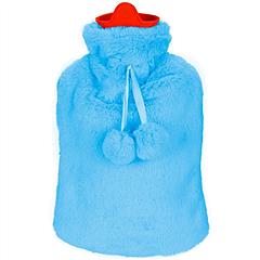 2L Hot Water Bottle w/ Plush Cover Classic Natural Rubber Hot Water Bag Feet Warmer For Pain Relief Hot Compress Heat Therapy Warm Neck Shoulders