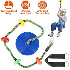 Climbing Rope Tree Swing Outside Trees House Disc Swing Toys With Colorful Platform Disc Seat For Swinging Climbing Standing Holds Up to 242LBS